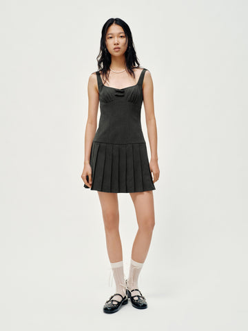 Urban Revivo Strappy Striped Pleated Mini Dresses
