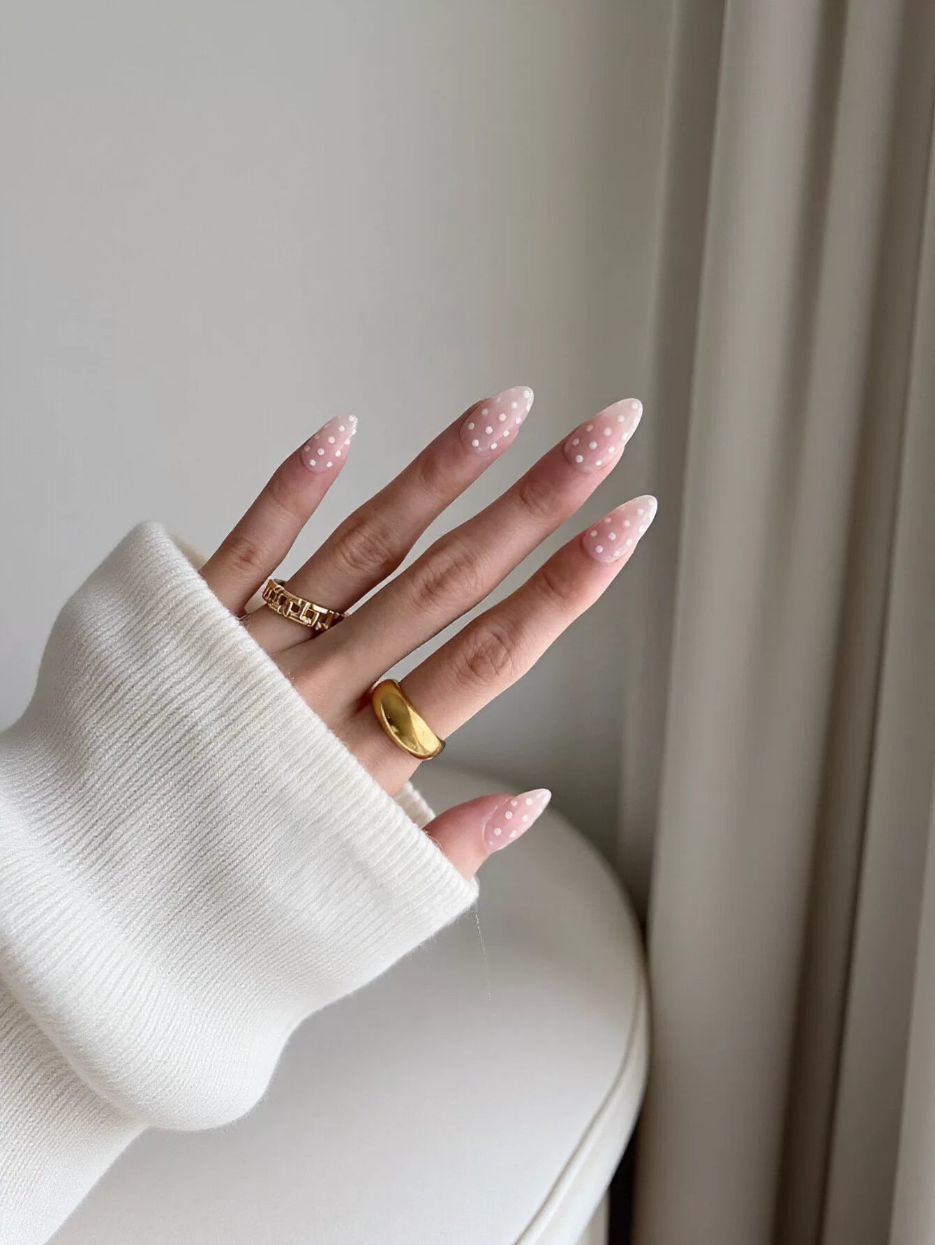 Cute Polka Dot Almond Press On Nails