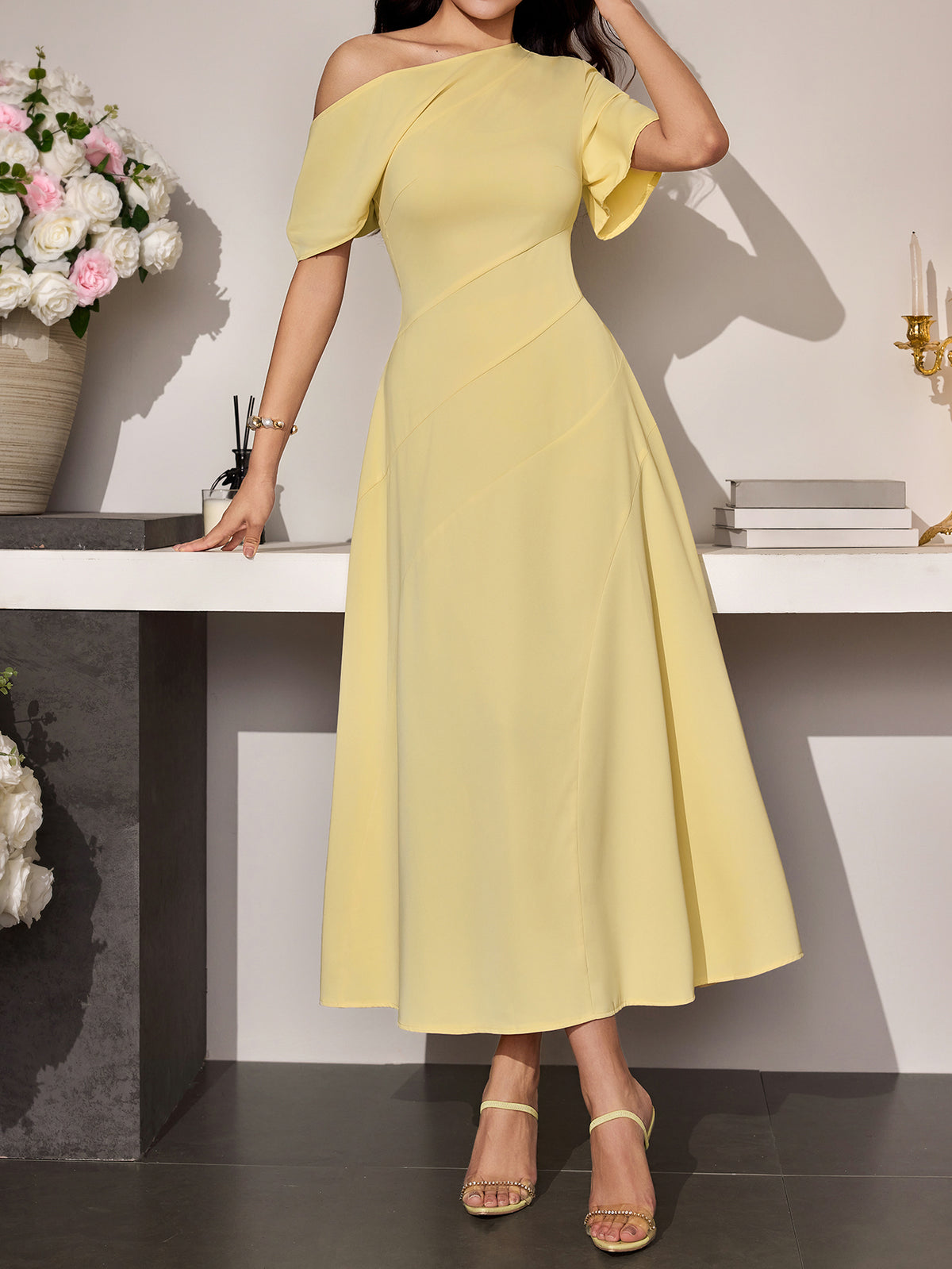 Elegant Off Shoulder Midi Dress