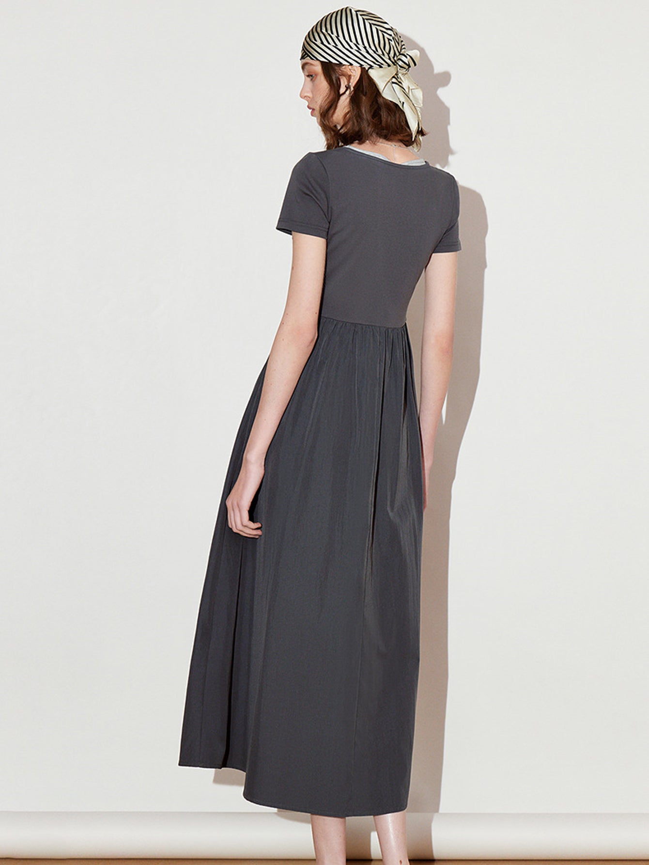 TOYOUTH U Neck Loose Fit Casual Maxi Dress