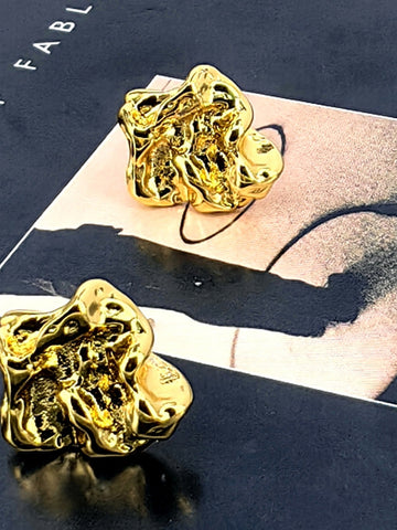 Chunky Organic Gold Hoop Earrings