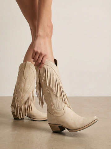 Embroidered Fringe Pointed-Toe Classic Western Cowboy Boots
