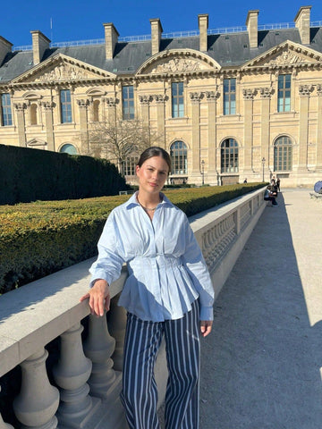 Pleated Waist Button Down Shirt
