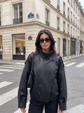 Oversized Vegan Leather Bomber Jacket