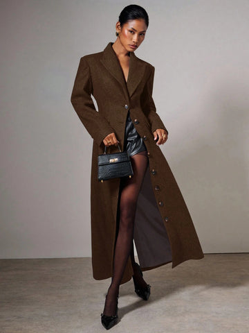 Tailored Fitted Button Long Wool Coat