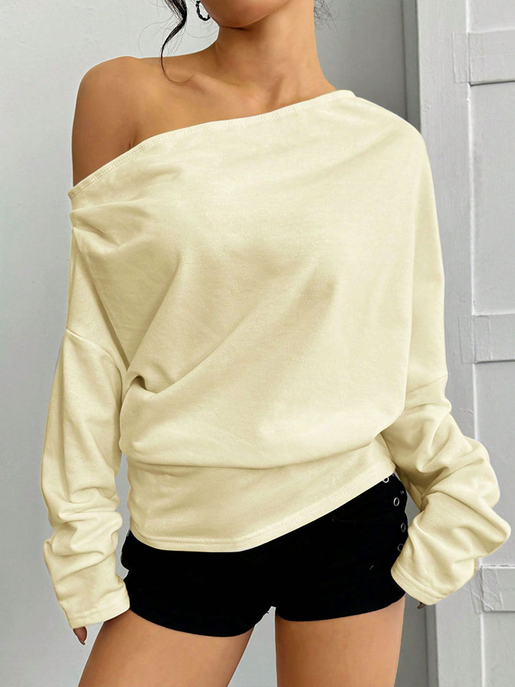 Off Shoulder Oversized Long Sleeve Top