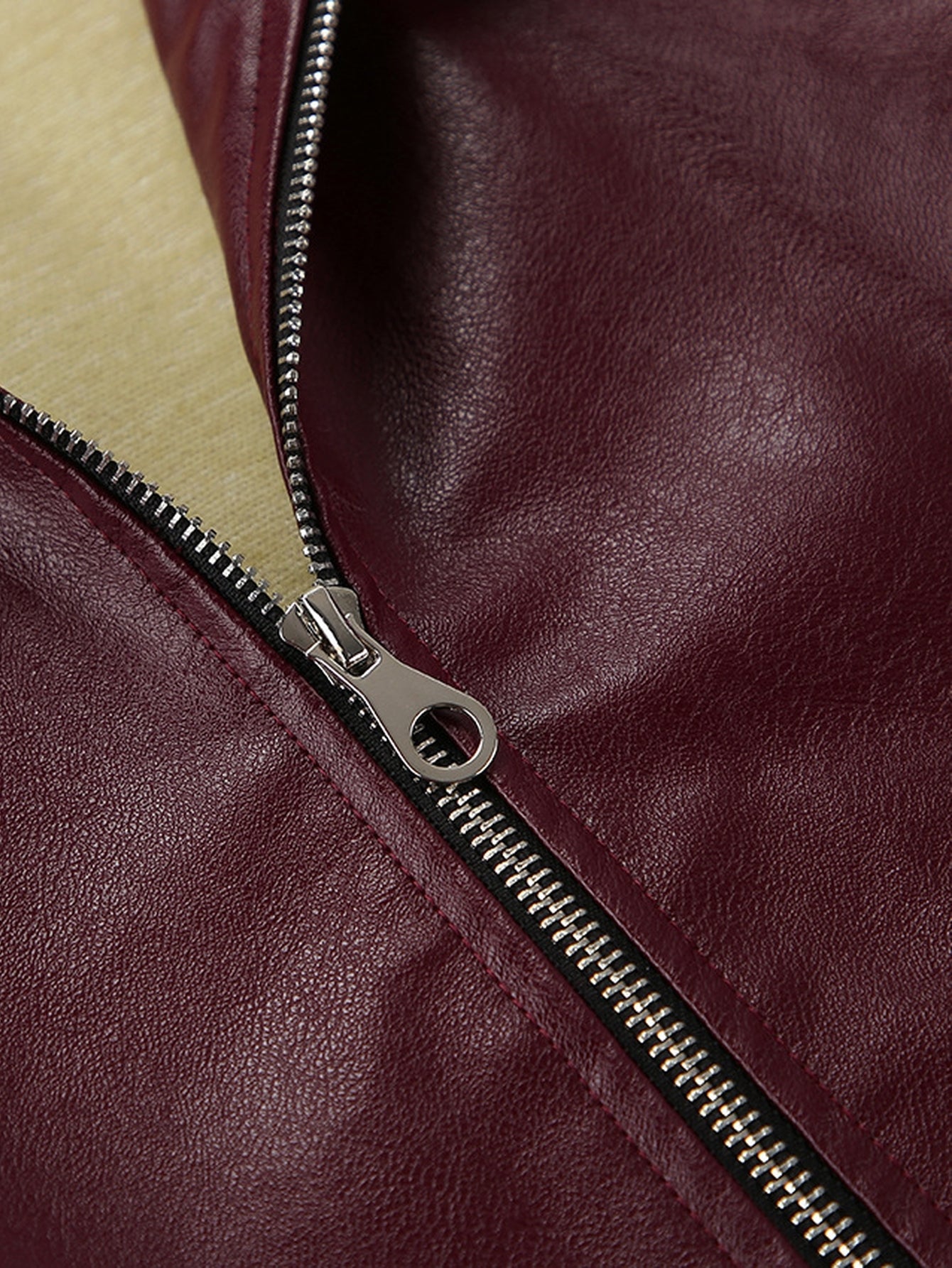 Oversized Burgundy Faux Leather Jacket