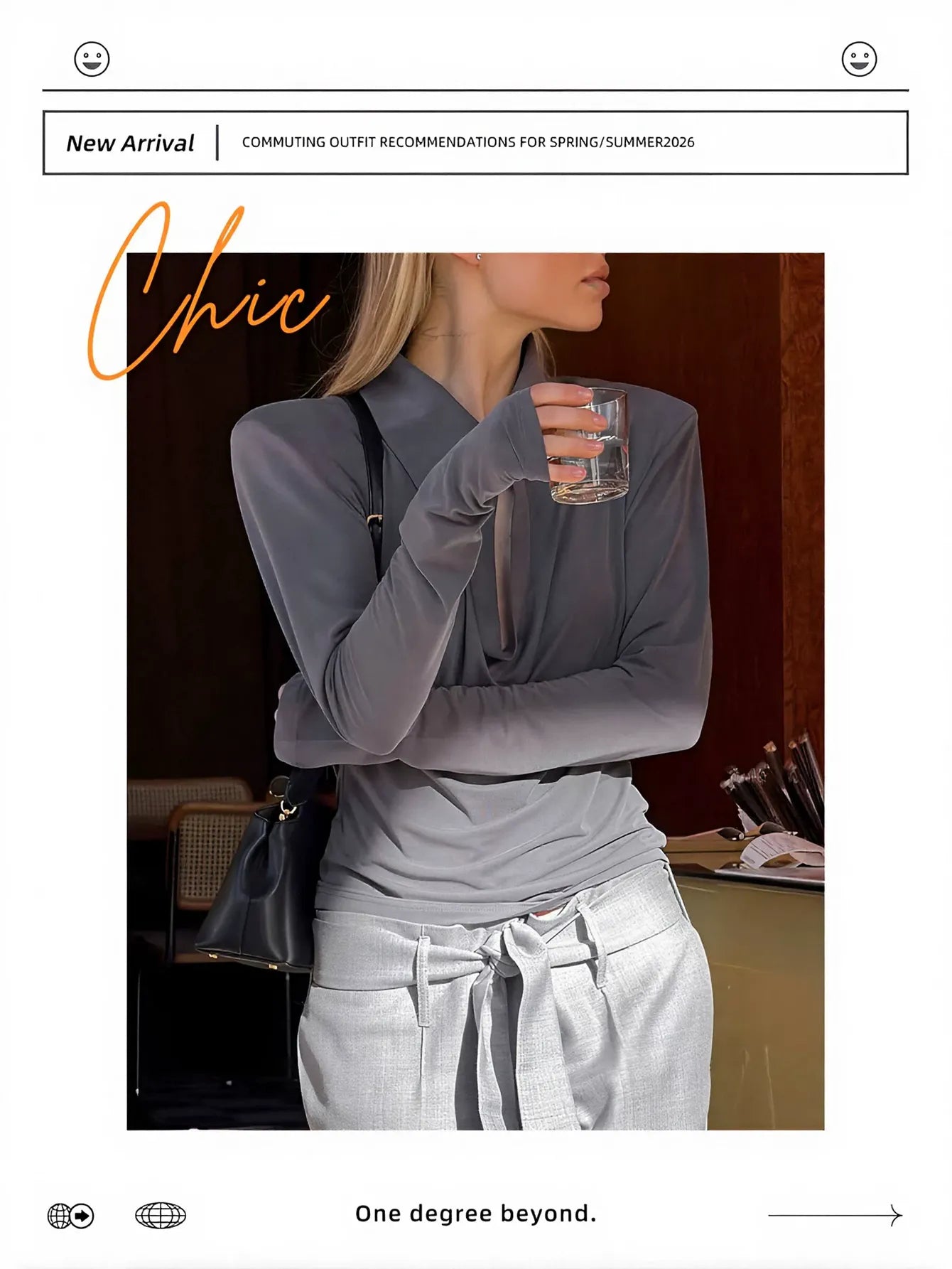 Padded Shoulder Cowl Neck Top