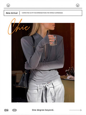 Padded Shoulder Cowl Neck Top