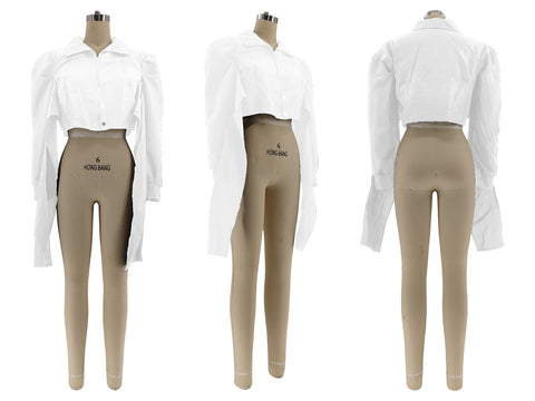 Puff Sleeve Tie Front Shirt