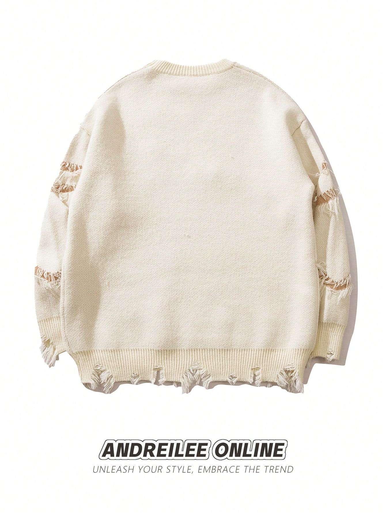 Distressed Oversized Graphic Knit Sweater