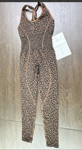 Seamless Leopard Print Workout Jumpsuit