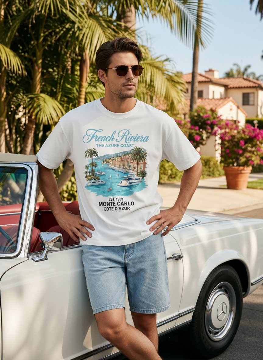 Oversized French Riviera Graphic T-Shirt