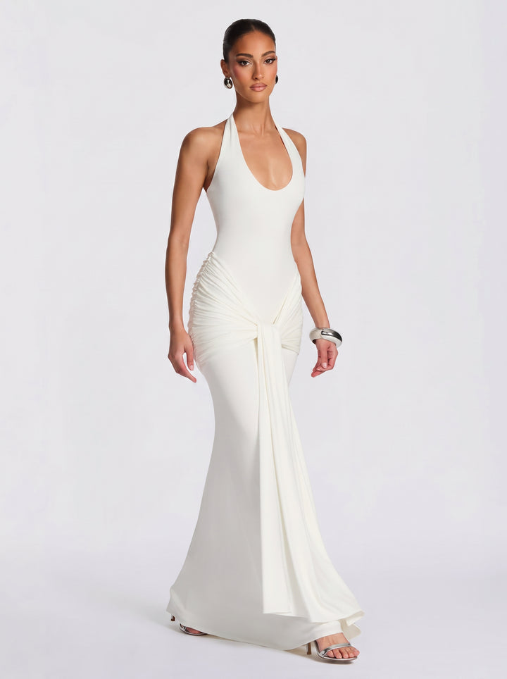 Halter Neck Draped Maxi Dress