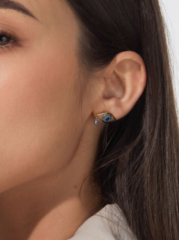 Dainty Gold Evil Eye Stud Earrings