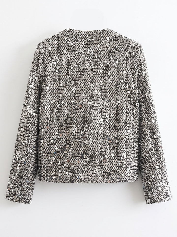 Sparkly Sequin Tweed Cropped Jacket