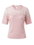 Embellished Lace Trim Knit Pullover