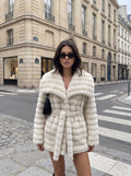 Luxurious Striped Faux Fur Coat