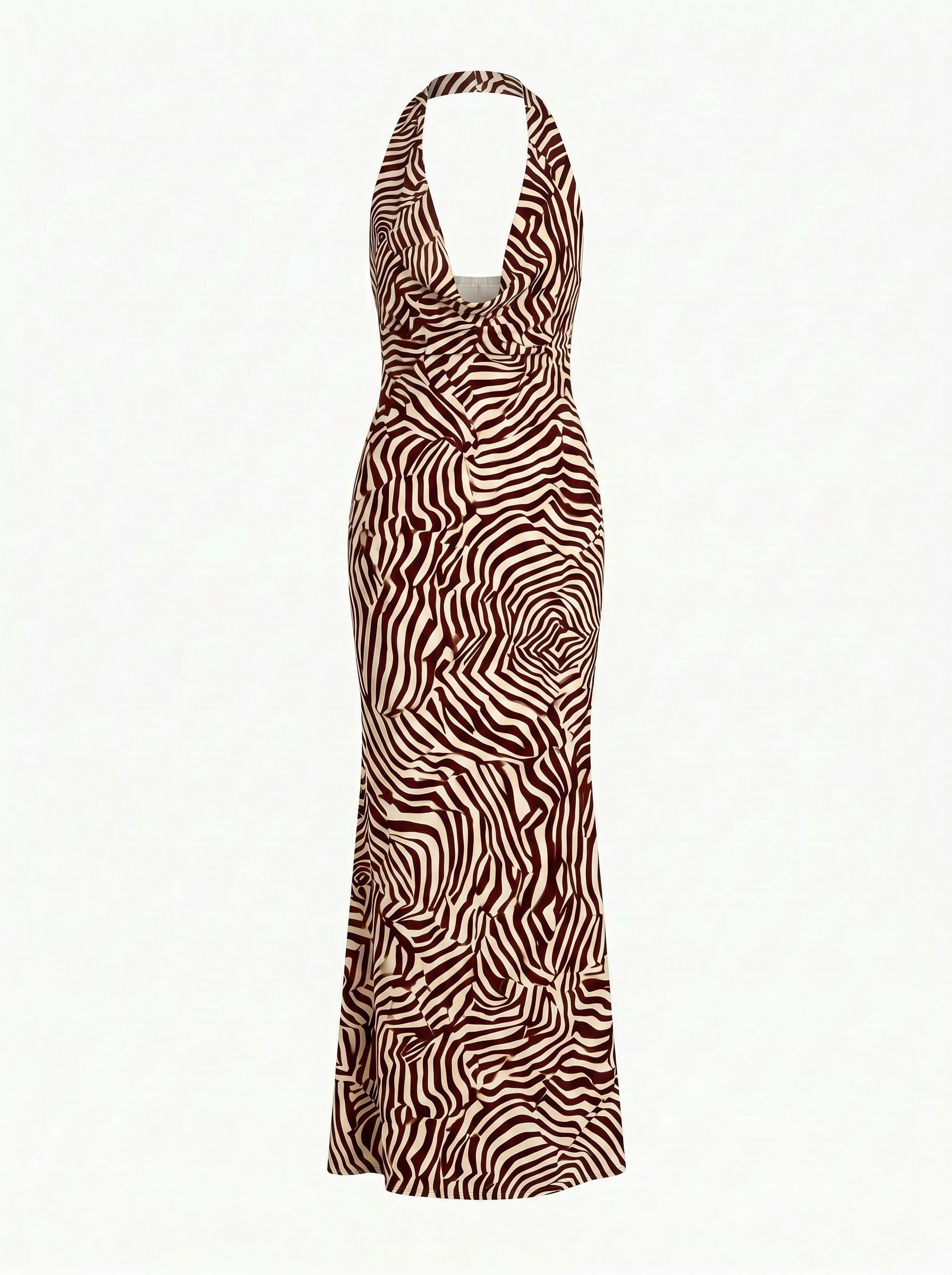 LILA Floral Print Cowl Neck Bodycon Midi Dress