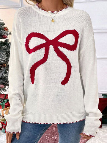 Cozy Bow Graphic Crewneck Sweater