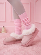 Cozy Plush Platform Suede Ankle Boots