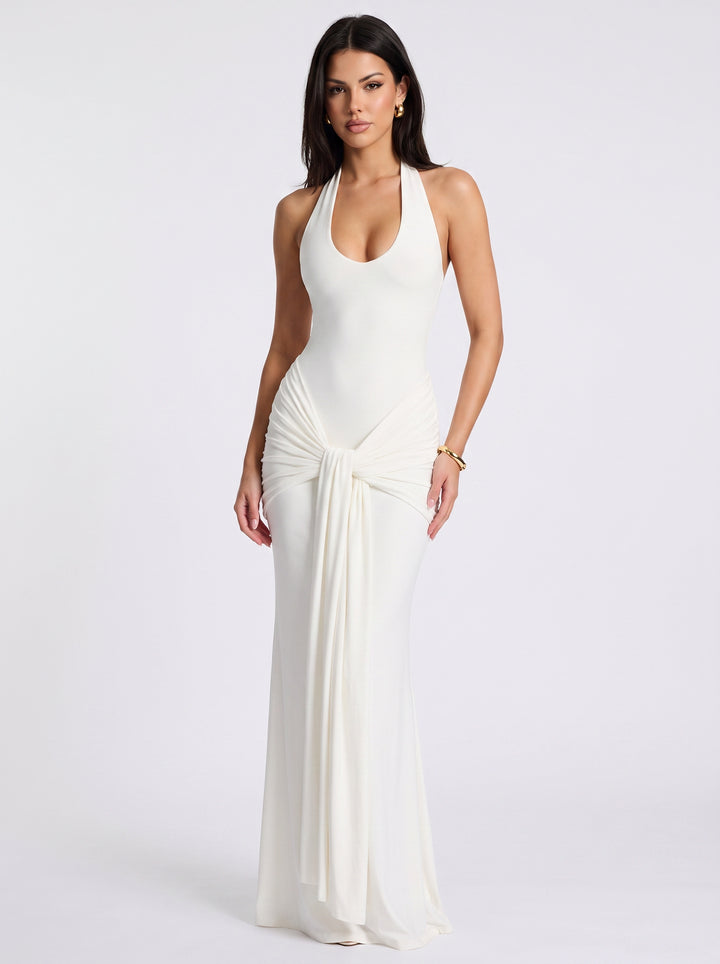 Halter Neck Draped Maxi Dress