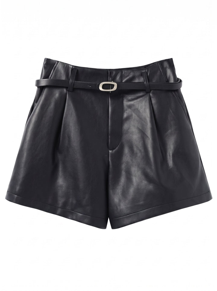 High Waisted Faux Leather Shorts