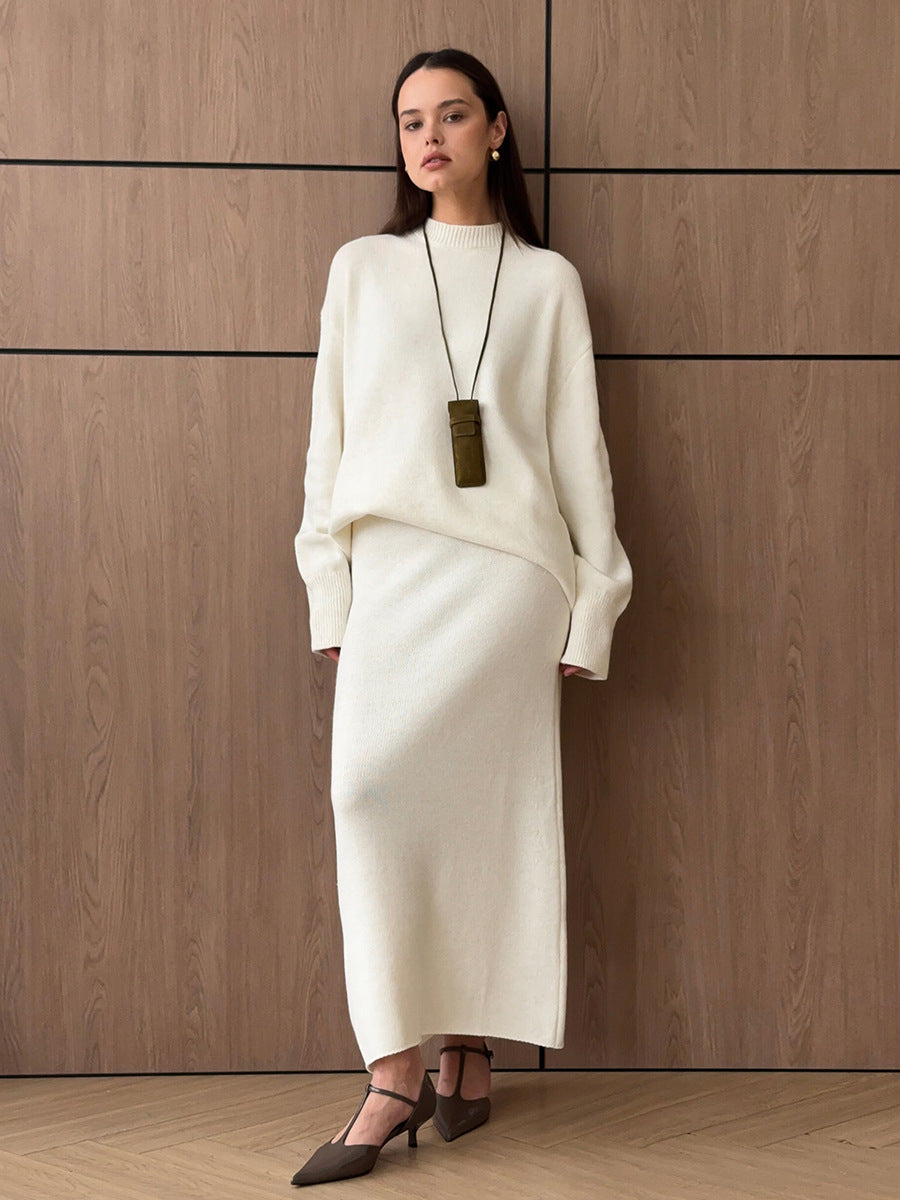 Cozy Ribbed Knit Maxi Skirt Set