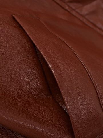 Cropped Faux Leather Bomber Jacket