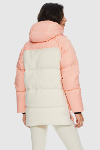 Colorblock Sherpa Trim Puffer Jacket
