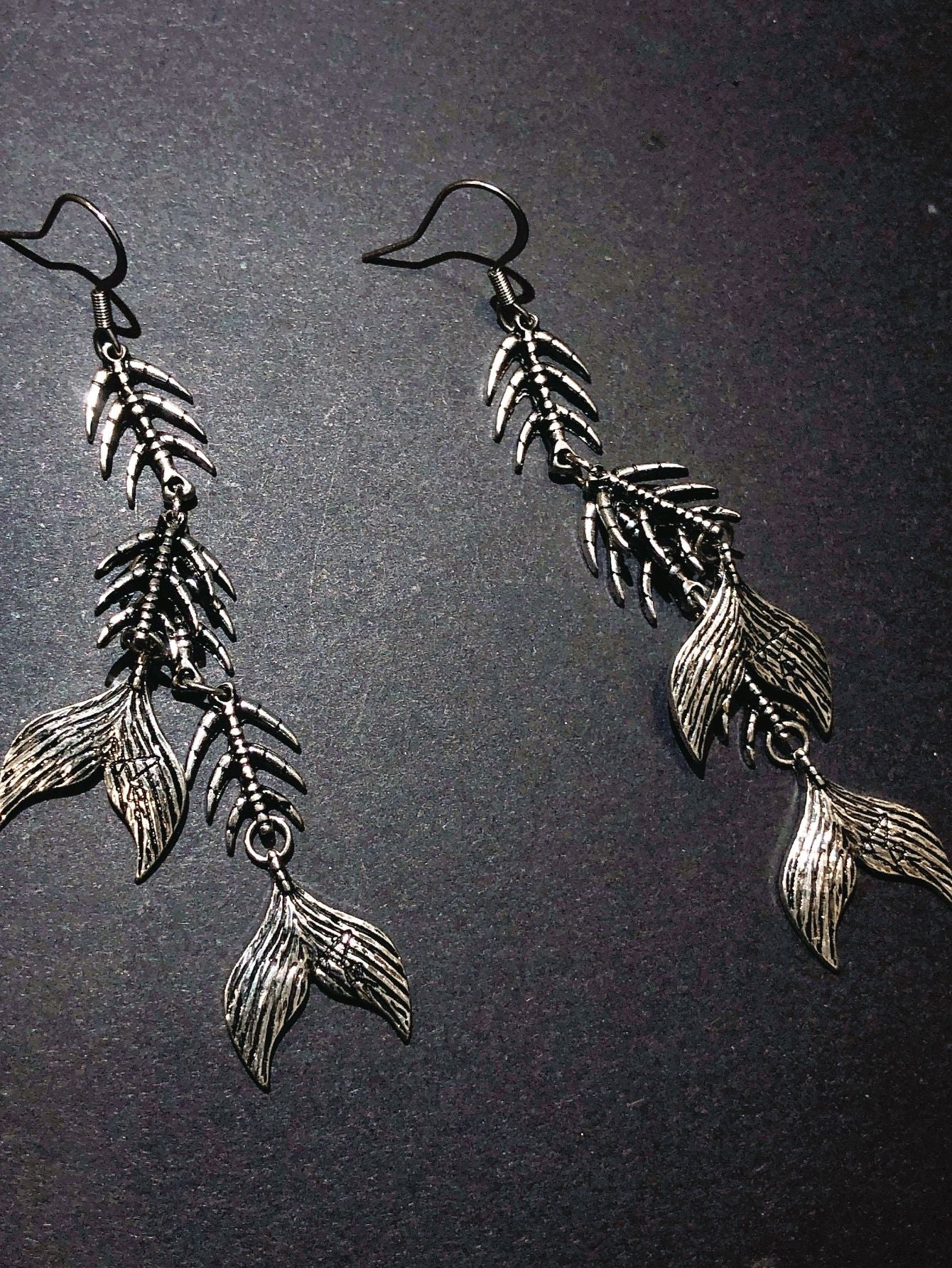 Edgy Gothic Fish Bone Earrings