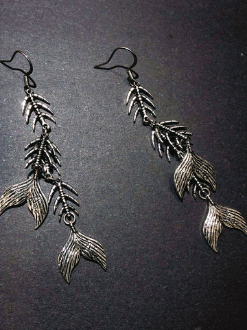 Edgy Gothic Fish Bone Earrings