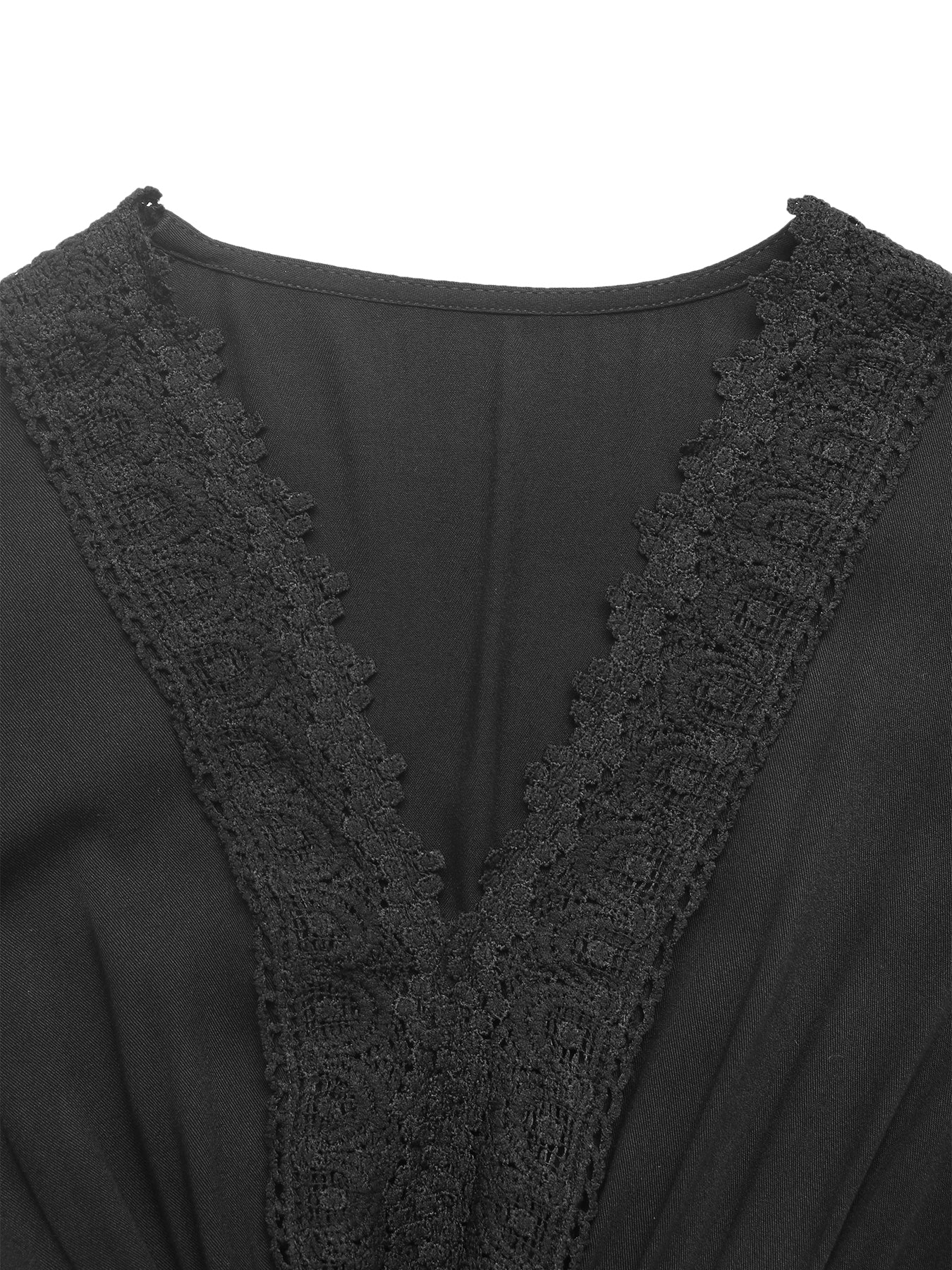 Elegant Lace Trim Tiered Midi Dress