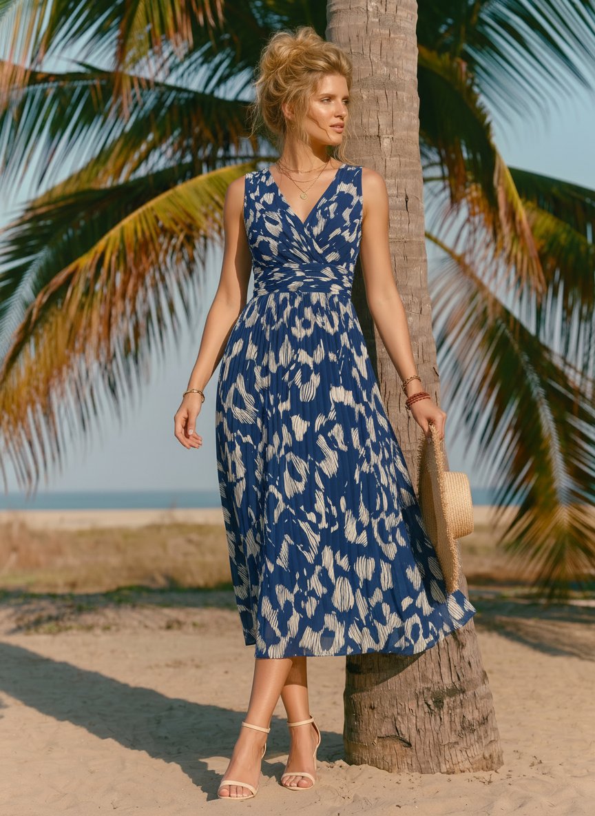 CORINNE
Floral Print V Neck A Line Midi Dress