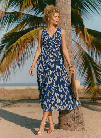 CORINNE
Floral Print V Neck A Line Midi Dress