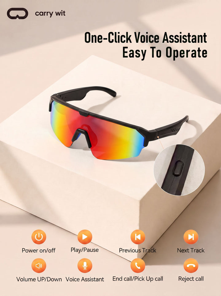 Reflective Polarized Bluetooth Smart Sports Sunglasses