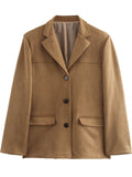 Classic Suede Tailored Blazer Jacket