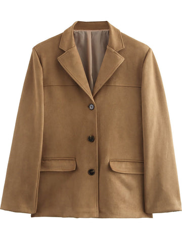 Classic Suede Tailored Blazer Jacket