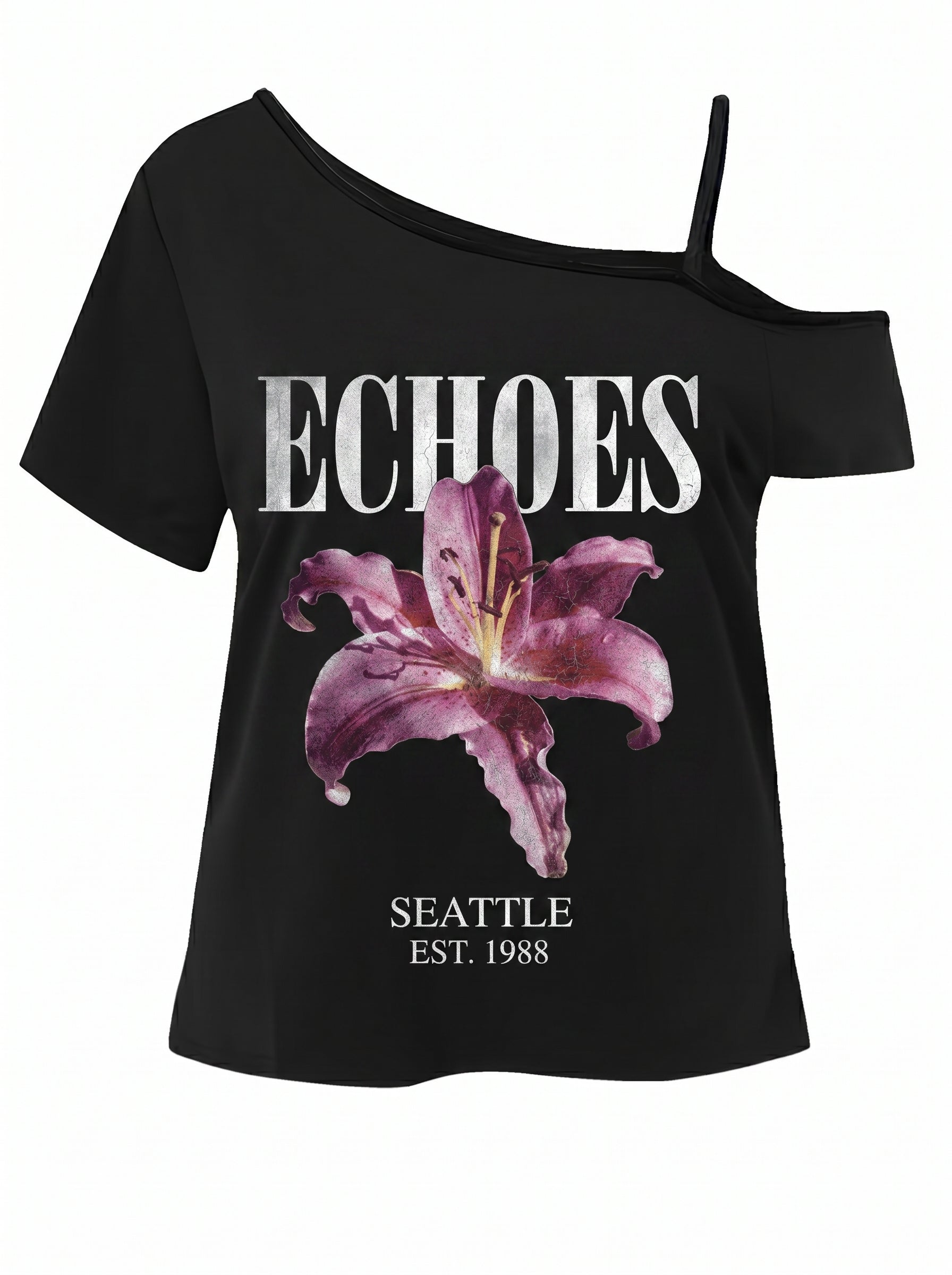 Off Shoulder Floral Graphic Tee