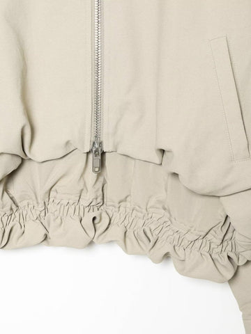 Cropped Ruched Hem Zip Up Jacket