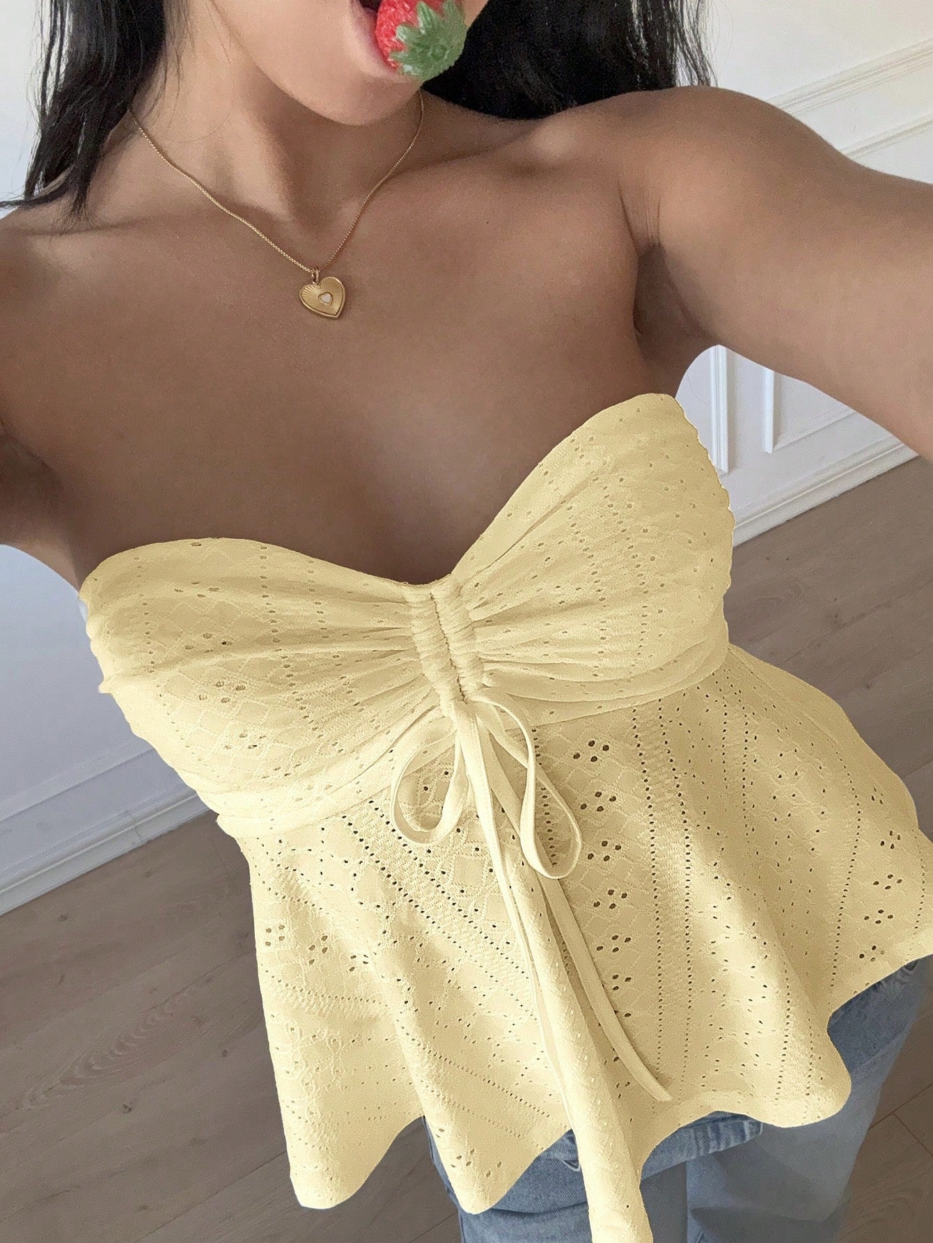 Bow-Front Flared-Hem Sweet Tube Top