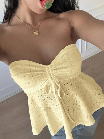Bow-Front Flared-Hem Sweet Tube Top