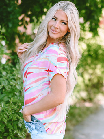Striped V Neck T-Shirt