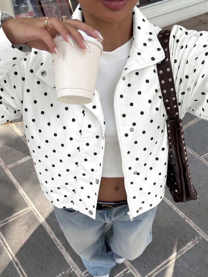 Polka Dot Mock Neck Jacket