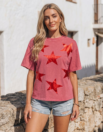 Vintage Wash Star Print T-Shirt