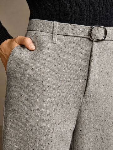 High Waisted Belted Wide Leg Trousers