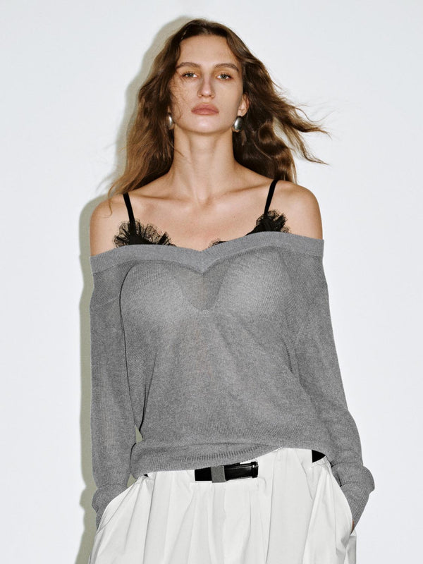 Lace Décor Knitted T-Shirt