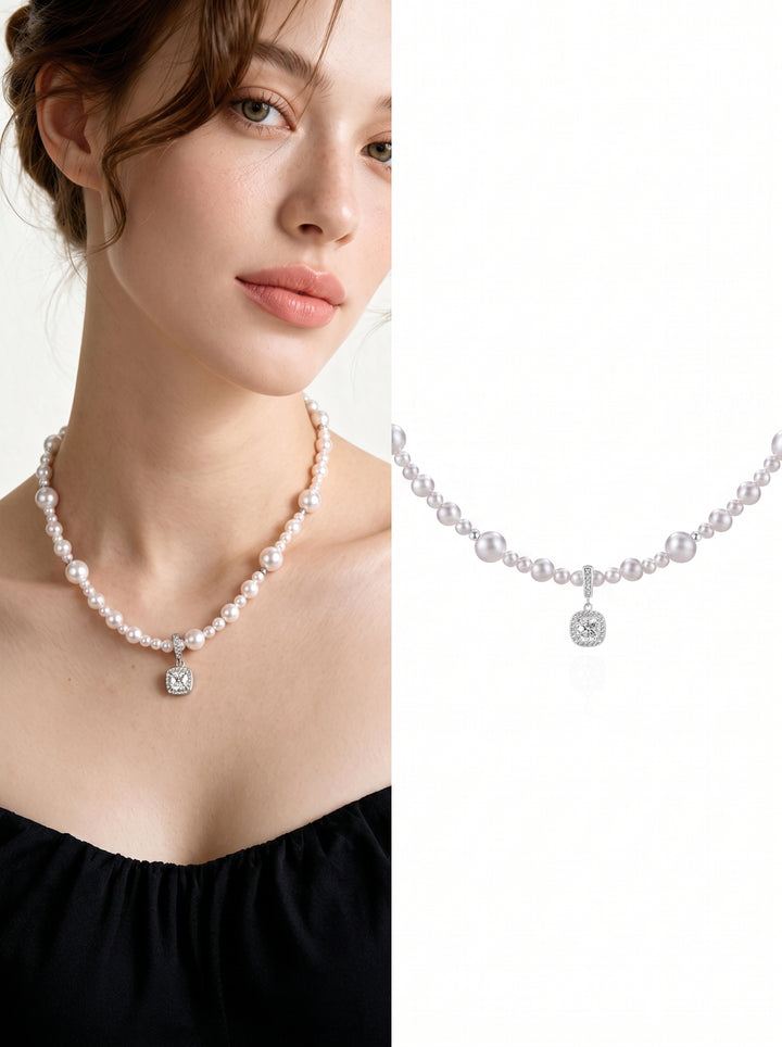 Elegant Dainty Pearl Crystal Necklace