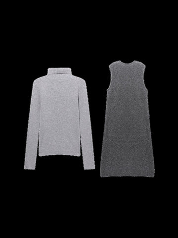 Cozy Layered Sleeveless Knit Sweater Dress