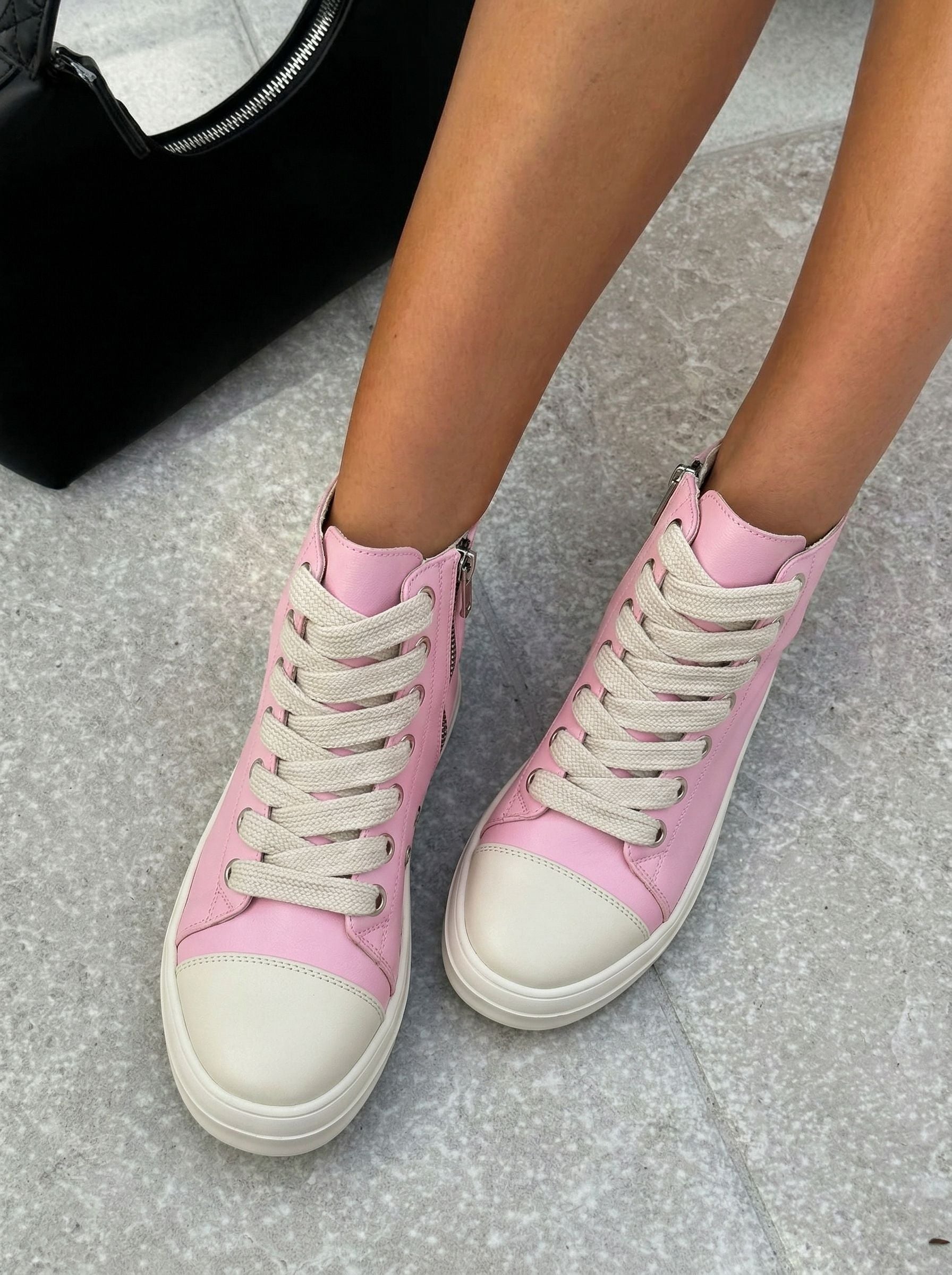Pink High Top Zipper Sweet Sneakers